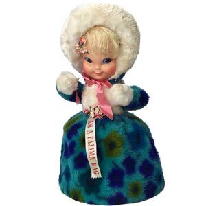 Fable Toy I am A Pajama Bag Doll Vtg Plush Bed Sitter Zipper Sash Blonde Blue